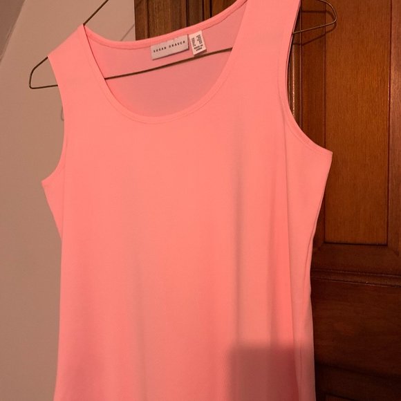Susan Graver pink long sleeve tunic top with sleeveless shell, xxs, NWOT - Picture 3 of 5